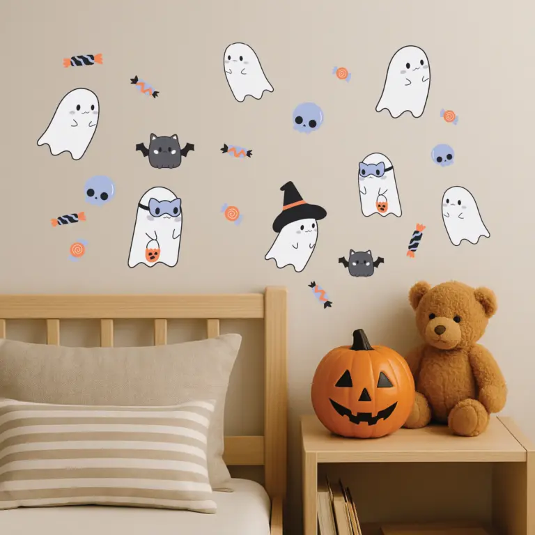 Spøkelser wallstickers plassert over seng