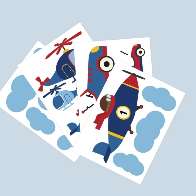 Retro kjøretøy wallstickers med fly og biler