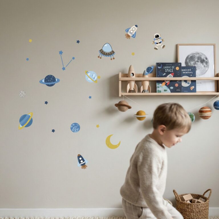 Guttetrom med romtema wallstickers