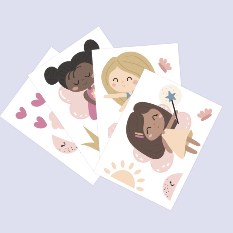 magiske feer wallstickers- hele settet med 4 A5-ark med klistremerker
