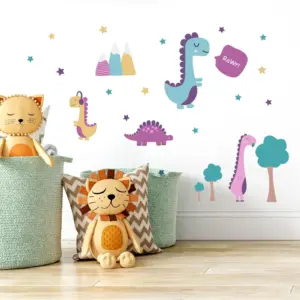 Rosa dinosaur wallstickers på barnerom