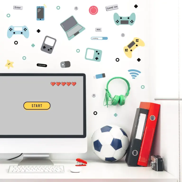 Gaming wallstickers over skrivebord