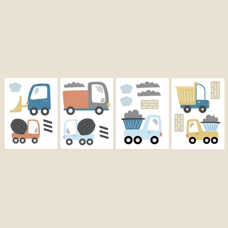 Gravemaskiner wallstickers fullt sett