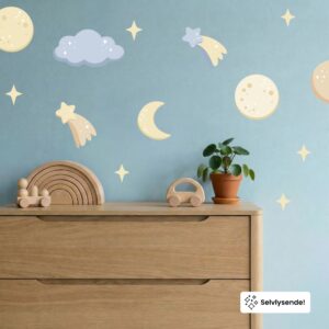 Selvlysende wallstickers med nattehimmel til barnerom