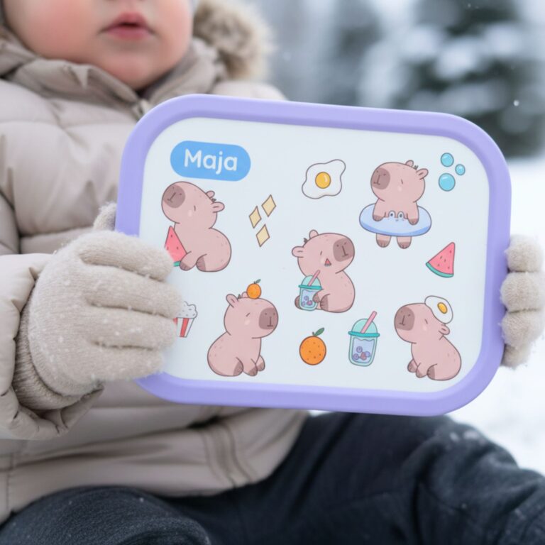 Lilla matboks med navn til barn